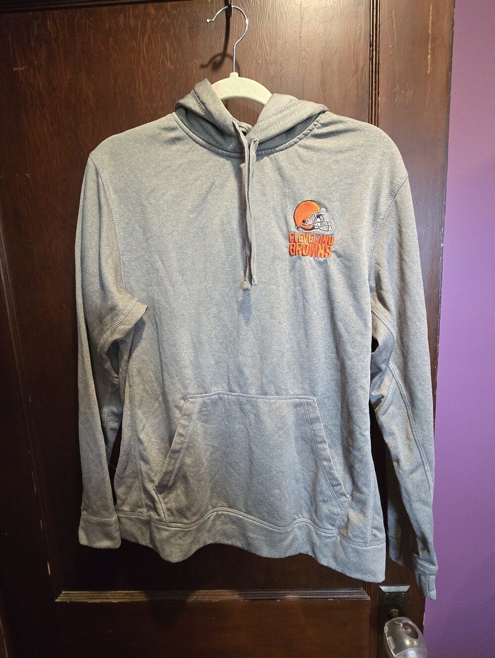 Dunbrooke Gray Hoodie with Orange Cleveland Browns Logo Mens